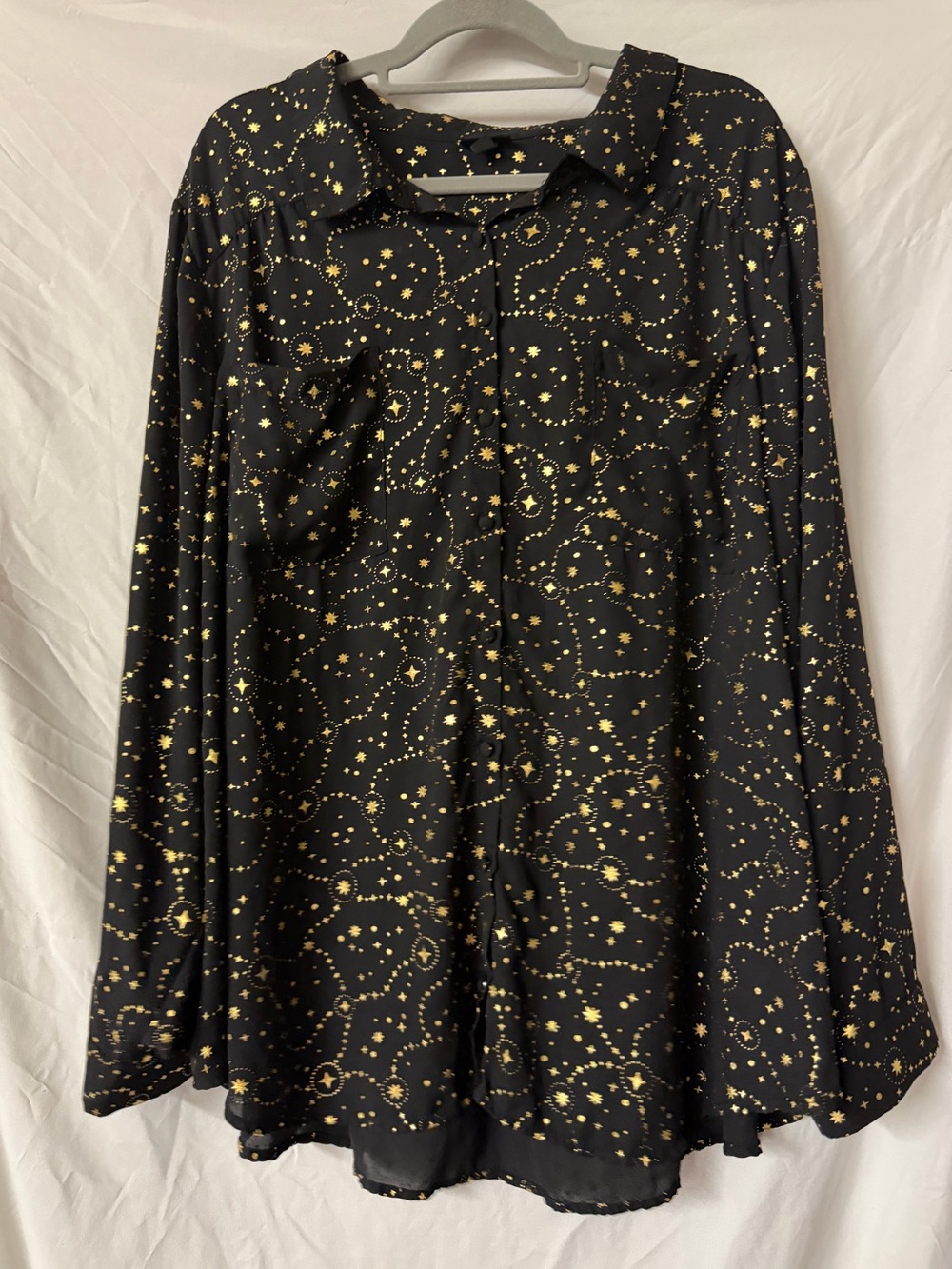 torrid Black Blouse with Gold Celestial Print